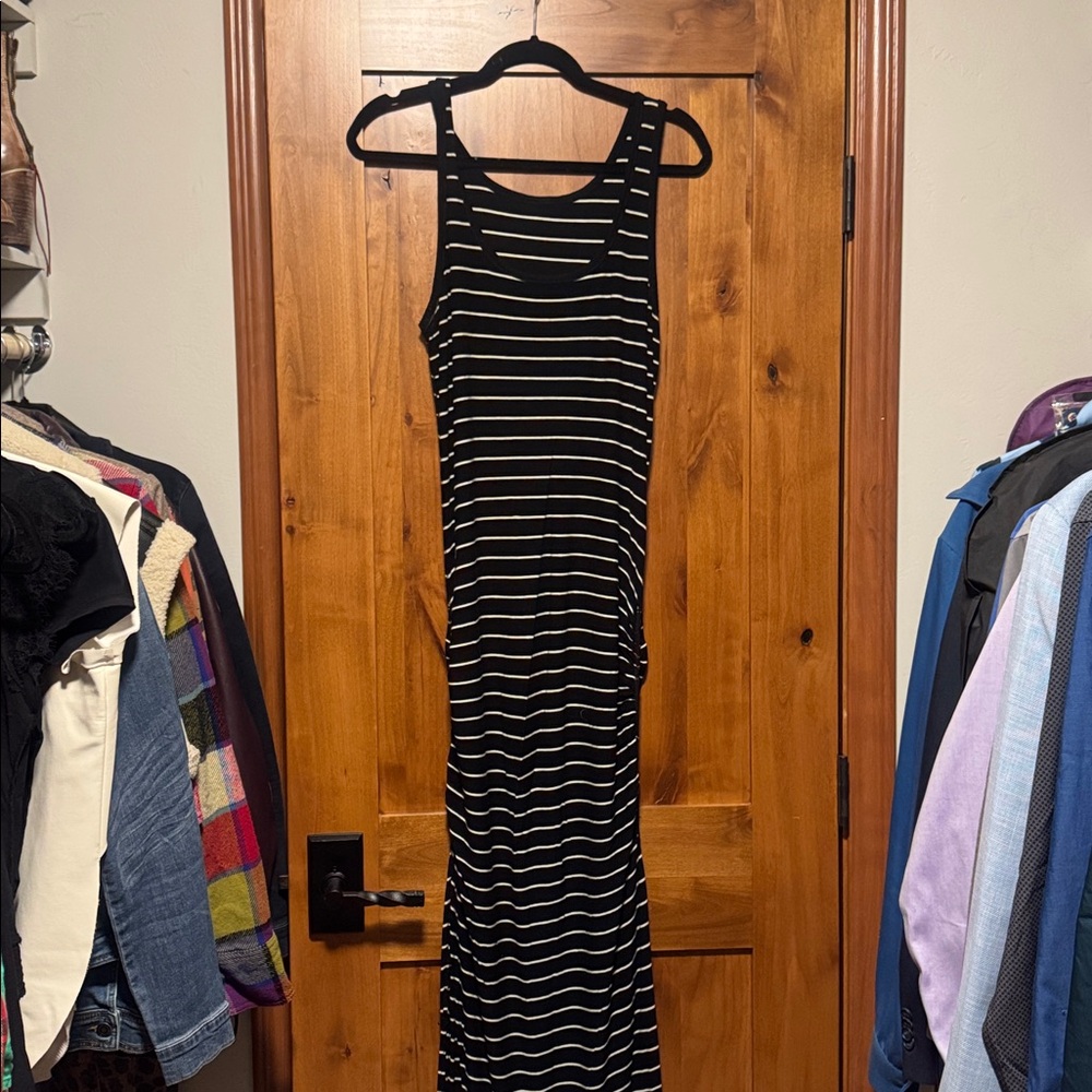 Victorias Secret Black and White Striped Maxi Dress